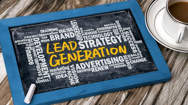 Lead generation strategy word cloud on a chalkboard