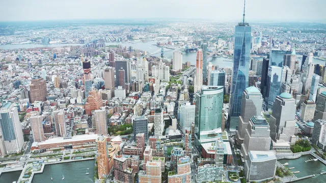 Aerial view of a city skyline